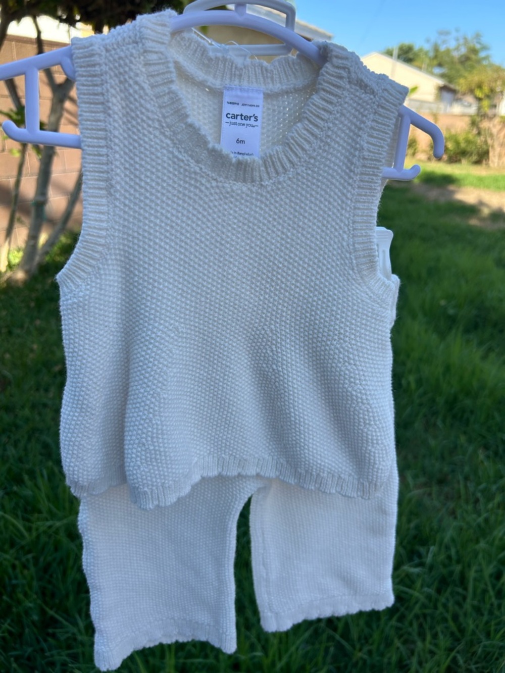 Carter's Cream Knit Baby Tank Top and Shorts Set